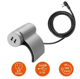 311014483 1-outlet And 2-usb Ports 3.4 Amp Sofa Socket With 10 Ft. Cord Grounded Flat