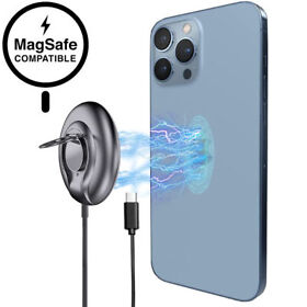 Hda14468203 15w Mag Safe Compatible Magnetic Wireless Charger Pad With Ring Holder Stand