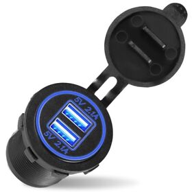Moregpct1602 1pc 2 Usb Charger 12-24v Car Cigarette Lighter Socket Splitter