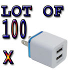 2ports Unbranded Lot Of 100 X Dual Usb Ac Wall Charger For Samsung 3 4 Iphone 6 6s 5 741005415733
