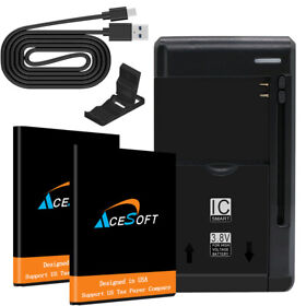 4056w 2x 1950mah Battery Universal Desktop Charger Usb Cable For Tcl Flip Phone