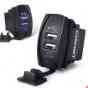 2xblue 3.1a Supply Charger Motorcycle Port Car Dual Led 24v 12v Power Socket Usb