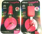 3133 P Wm Tzumi Micro Charge Pak 1 Amp Car Wall Chargers W Two 6ft Usb Flat Cables Pink 817243031339