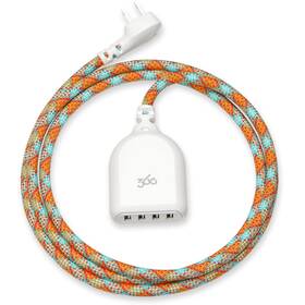360614-pf-4es-c1 360 Electrical Habitat 4.8 6 Ft 4-port Usb Extension Ft. Poppy Fields