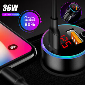 36w Qc Car Charger Adapter Usb Port Pd Fast Charging Universal For Iphone 12 Pro