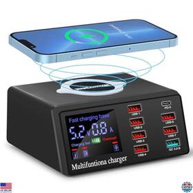B08bxqrsfp 3m 100w 8-port Usb Wireless Charging Station Qc3.0 Pd Fast Charge Hub For Devices