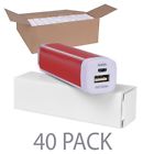 40-pack Red-lp22-40pk Generic Lipstick Style 2200mah Portable Power Bank W Micro Usb Cable Red