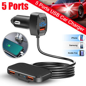6.2a Fast Charging Car Charger 31w Multi 5 Usb C Port Adapter For Iphone Samsung