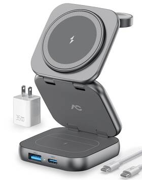 Ac Island 860011020530 Wireless Charger For Magsafe 5-in-1 Portable Charging Station 15w