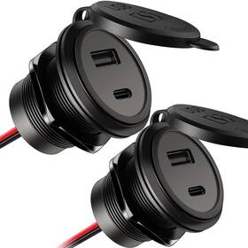 Ace-usb-48-c Acegoo 12v Usb Outlet 30w Pd Type-c And 18w Qc3.0 Aluminum Car Charger Waterproof Dual