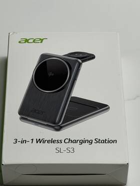 Acer Sl-s3 Qi2 3-in-1 Wireless Charging Station Usb-c Silver Gray Cable/ac