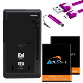 3312a Acesoft 2 X 1500mah Battery Charger Cable Stylus For Boost Mobile Coolpad Snap Usa