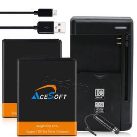 A406dl Acesoft Rechargeable 2x 1400mah Battery Rapid Charger Cable For Alcatel Myflip 2