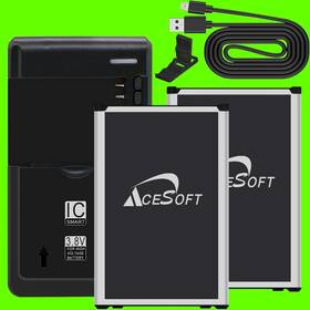 E4750 Acesoft New 2x 3000mah Battery External Charger Cable Bracket For Kyocera Duratr
