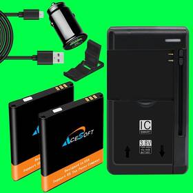 Kaz-f019pp Acesoft High Grade 2 X 1630mah Battery Charger Car Cable Bracket For Kazuna Etalk F019pp