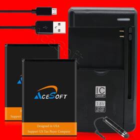 Ot-871a Acesoft Substitutable 2x 950mah Battery Dock Charger Cable F Alcatel One Touch