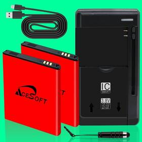 Sph-m830 Acesoft Long Endurance 2x 2060mah Battery Charger Cable For Samsung Galaxy Rush