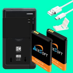 Ta-1295 Acesoft 2x 1500ma Grade A Battery Charger Usb Cable Bracket F Nokia 2720 V Flip