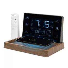 Acurite 445038260225 Weather Valet With Qi-certified Wireless Charging Pad And Alarm Clock