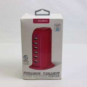 Aduro 849813025417 Power Tower 40w 6-port Usb Desktop Charging Station Flow Hot Pink