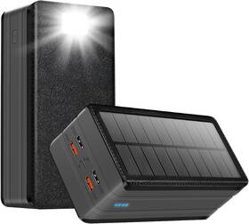 22.5w Aeecestore Ps-8w Solar Power Bank Battery Pack 80000mah Pd Fast Charging Black