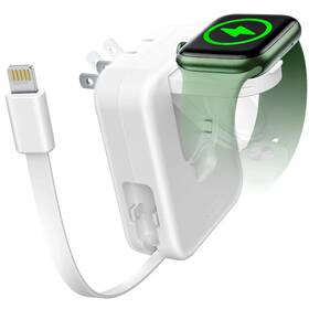 Dc009-w Aflydog For Apple Watch Charger Block 2 In 1 Wall With Built-in Retractable