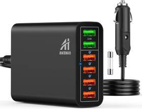 Hdd16-cc Ai Aikenuo Multi Ports Usb Car Charger 96w 6 Port Qc3.0 Fast Adapter 6-port