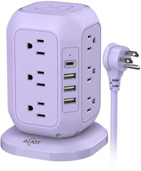 Ajhe20-z Aijoy Usb C Power Strip Tower Surge Protector With 12 Ac Outlet And 4 Ports A