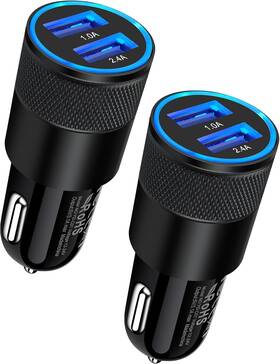 Yd-c01 Ailkin Car Charger 2pack/3.4a Fast Charge Dual Port Usb Cargador Carro Black