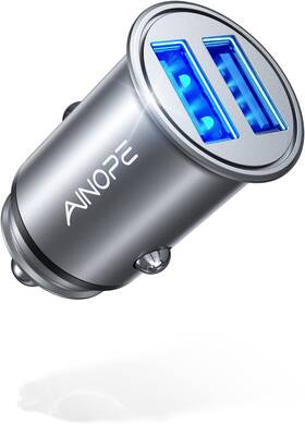 Av8000-2 Ainope Car Charger Smallest Metal 4.8a Cigarette Lighter Usb Phone