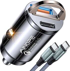 H78-ctc Ainope 90w Usb C Car Charger For Iphone 15 Fast With 3.3ft Black