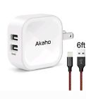 Ak-ct-2mblackred-01 Akaho Dual Charger Wall With Usb Portable Iphone Travel