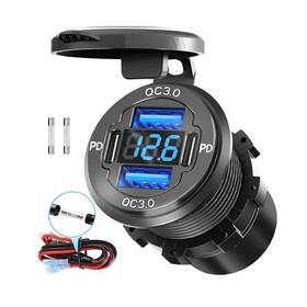 Pd2qc2-b Alfreddireck 78w Quad-port 12v Usb Outlet - Dual Qc3.0 And Pd3.0 Quick Charge Car Charger So