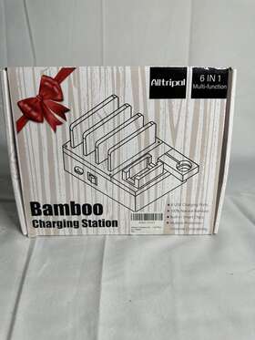 Lzzc-c-02 Alltripal Bamboo 4 Ports Usb Charging Station Organizer Apple/android
