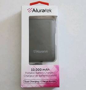 Aspb10kf Aluratek 10 000 Mah Portable Battery Charger. Dual Charging Model