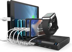 Qc3.0 Alxum 897074121337 120w 10 Port Charging Cradle With 6 Usb-a Chargers 2 Pd 18w Fast Char