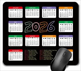 M2026-07s Amakoo 2026 Calendar With Holiday Mouse Pad Gaming Rectangle Mousepad For Computer