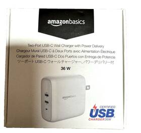 Pd36u-2tnb Amazon Basics 36w Two-port Usb-c Wall Charger Phones Power Delivery - White