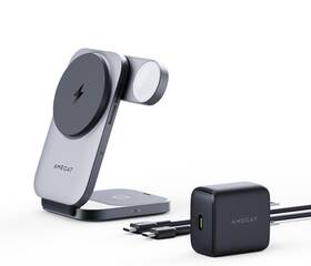 Lcq3112 Amegat Pa-r1p 3 In 1 Charging Station Magfusion Z Foldable Qi2 Certified 15w Wireless Char