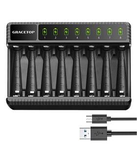 Amk-led4aa-4aaa Amenker 8 Bay Aa Aaa Battery Charger With Led Display For Ni-mh Rechargeable Batterie