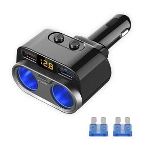 C47pq Amiss Car Cigarette Lighter Adapter 150w/12v Electronic Front Splitter Sockets Wit