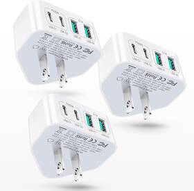Hnt-pd3510 Ancekoy 3-pack Usb C Charger Block 40w 4 Port Flat Fast Wall White