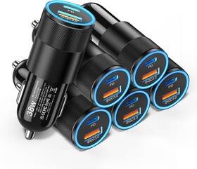 Sp-3801 Ancekoy 6 Pack Usb C Car Charger 38w Dual Usb-c Usb-a Adapter Fast Cha