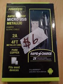 Android Rapid Charge Micro Usb 4ft. Metallic Cable By Power Xcel
