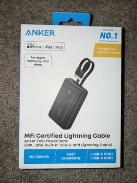 Anker 008678445826 Power Bank 20 000 Mah Built-in Usb-c Cable - Black