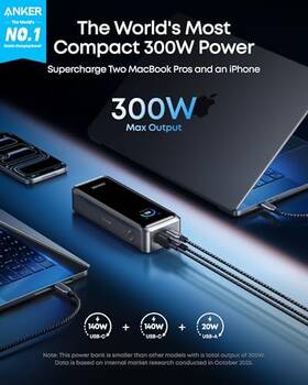 Anker 194644239299 Prime Power Bank 26 250mah Portable Charger 300w Max Output A110a - Gray
