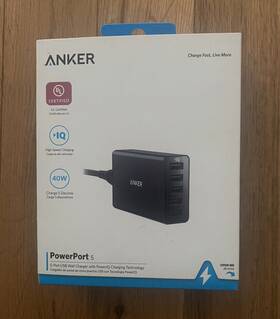 Anker 848061054125 Powerport 5 Port Usb Wall Charger With Power Iq Charging Technology 40w
