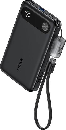 A1257 Anker Power Bank 10 000mah Portable Charger With Built-in Usb-c Cable Black