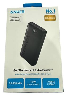 A1367h11-1 Anker Power Bank 20000mah 12w Usb Usb-c Input/output For Iphone/ipad - Black