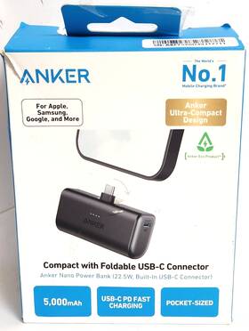 A1653011 Anker - Nano Power Bank With Built-in Foldable Usb-c Connector Black Excellent
